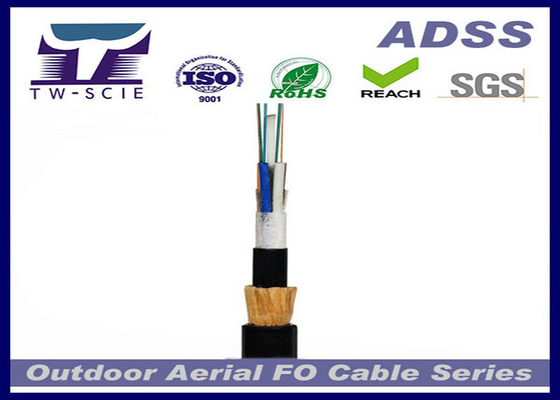 Ayuda acorazada ADSS aéreo del uno mismo del cable de fribra óptica del palmo de China de Aramid de la fuerza larga del hilado