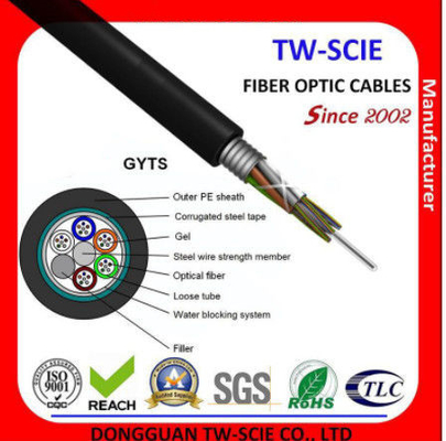 2-144 cable de fribra óptica acorazado del alambre de acero de la base G652D para Communcation