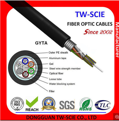 1-144 la base GYTA G652D protegió vida útil más larga trenzada tubo flojo del cable de fribra óptica