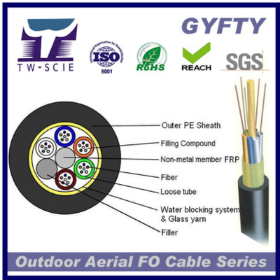 2-144 el vidrio de los corazones cuenta un cuento el cable de fribra óptica acorazado, cable de la red de la fibra óptica de GYFTY-FS
