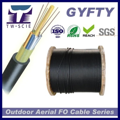 Cable de Ethernet acorazado de la fibra óptica del hilado de cristal aéreo al aire libre multi de la base de GYFTY-FS