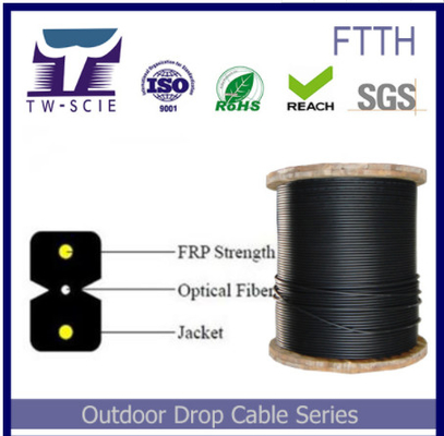 Cable de fribra óptica protegido interior de la base de FTTH 2, cable de descenso de la fibra fácil poner