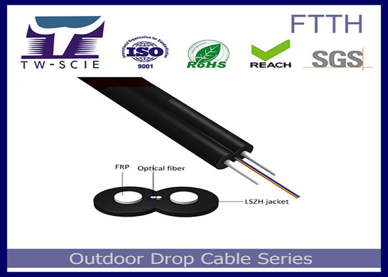 Cable del miembro-FTTH de la fuerza de material del hilado de Kevlar del cable de fribra óptica interior de la envoltura de LSZH