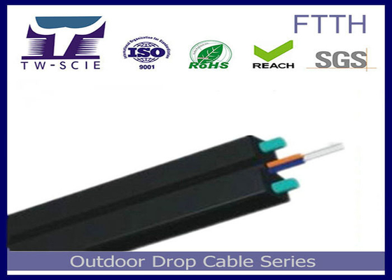 1-4 el cable de descenso de la base FTTH FRP/el miembro de fuerza del acero cubrió el cable óptico plano