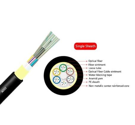 Cable de fibra óptica SM de modo único para aire exterior 12 24 núcleo ADSS Cable de fibra aérea SM no metálico