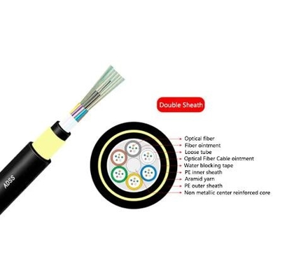 Cable de fibra óptica SM de modo único para aire exterior 12 24 núcleo ADSS Cable de fibra aérea SM no metálico
