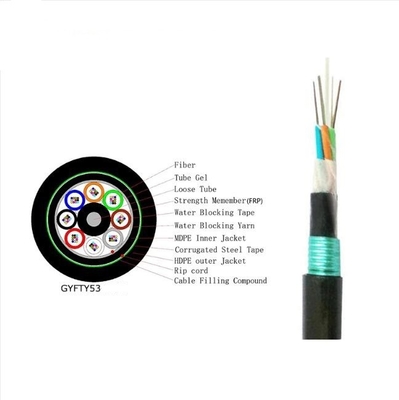 GYTY53 Cable blindado de fibra óptica de doble envase con cinta de acero para enterramiento directo/ conducto/ cables ópticos de fibra óptica