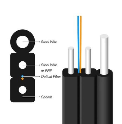 FTTH Indoor Outdoor GJYXCH Cables de caída de fibra óptica de fibra óptica FRP/acero G657A 1 2 4 núcleo de modo único LSZH chaqueta de fibra óptica