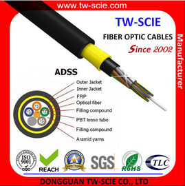 El cable acorazado flexible ADSS de la base de la chaqueta 2-144 del PE suelta el cable de fribra óptica del tubo, cable de fribra óptica al aire libre