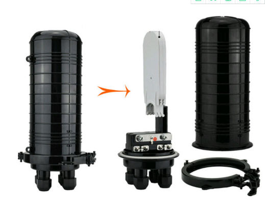 Tipo horizontal color negro del cable de 36 bases del cierre de fibra óptica de la junta