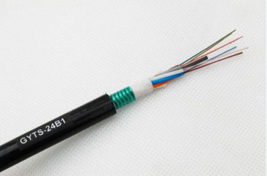 72 la base G652D suelta el material externo de la envoltura del cable de fribra óptica GYTS PE del tubo