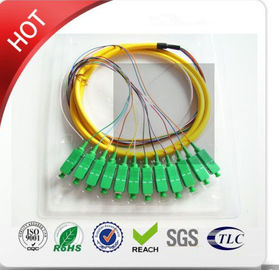 Diámetro material amarillo 2.0m m del PVC de la coleta-G multi del modo Om3 12core Mini Breakout Cable 3M de LC/PC