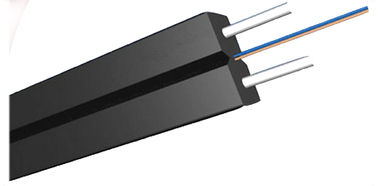 Fibra óptica negra de la envoltura FTTH de LSZH en la red de ordenadores con el miembro de fuerza del alambre de acero de 2*0.45m m