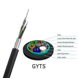 El cable de fribra óptica al aire libre GYTS-aéreo con el tubo flojo multi del entierro directo acanaló el cable acorazado de acero para