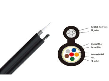 Cuadro flojo central 8 cable aéreo autosuficiente del color del negro del uno mismo, 12 base F del tubo para al aire libre