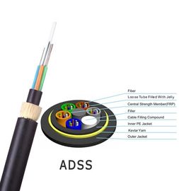 Cable de fribra óptica autosuficiente de ADSS 96 del Todo-dieléctrico aéreo al aire libre de la base