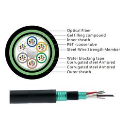Resistente de humedad acorazado del cable fibroóptico de las fibras de G652D 12