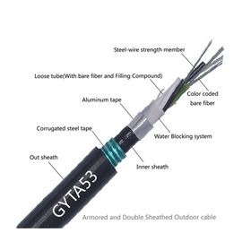 24 chaquetas dobles enterradas directas del cable de fribra óptica al aire libre de los corazones GYTA53 trenzaron el cable acorazado de aluminio del tubo flojo