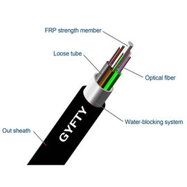 Cable de fribra óptica al aire libre de la base GYFTY G652D de FRP 122-144