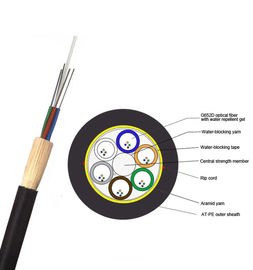 Cable de fribra óptica autosuficiente de la base del PE del color externo negro ADSS 24 de la envoltura