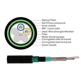 Cable de fribra óptica acorazado del entierro directo anti subterráneo del roedor GYTA53