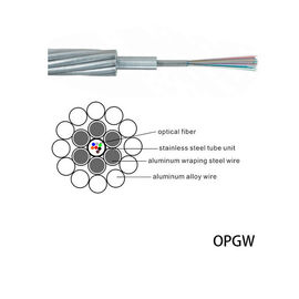 el cable de toma de tierra óptico 2 capas trenzó el cable de fribra óptica de larga distancia central de Al Covered Stainless Steel Tube OPGW