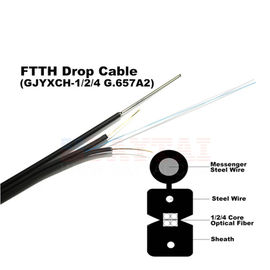 Cuadro autosuficiente al aire libre 8 cable de fribra óptica de solo modo de la base del cable de descenso de GJYXCH/GJYXFCH FTTH 1/2/4