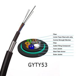 Cable al aire libre acorazado subterráneo de la fibra del solo modo de la comunicación GYTY53