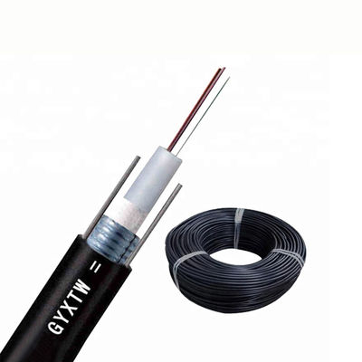 2 4 8 12 cable de fribra óptica al aire libre Anti-ULTRAVIOLETA de la envoltura GYXTW del negro PE de la base