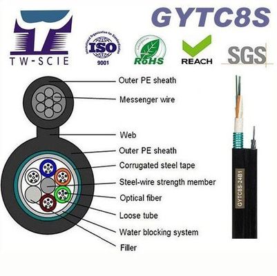 OEM 8 12 24 cuadros aéreos autosuficientes 8 cable de fribra óptica (GYTC8S) de la base FIG8