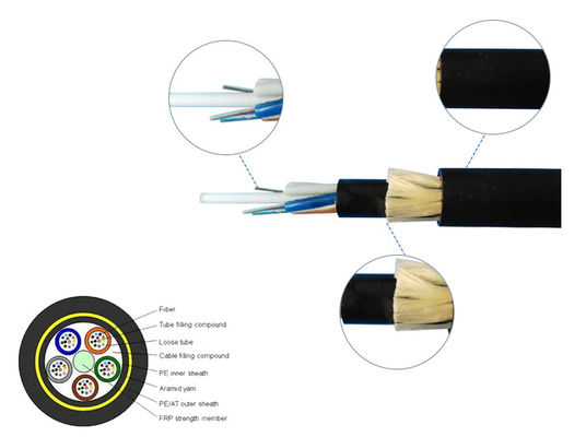 Base negra de la envoltura 4 todo el palmo flojo autosuficiente dieléctrico los 200m del cable de fribra óptica del tubo los 300m los 400m