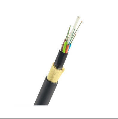 Cable de fribra óptica dieléctrico negro de los corazones G652D ADSS del palmo 48 de la envoltura 100 del PE