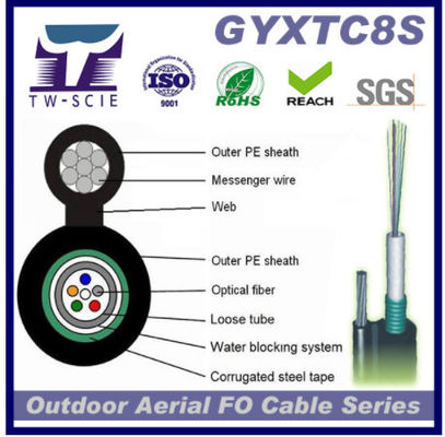 Cables de fribra óptica al aire libre autosuficiente de la base de GYXTC8S 24