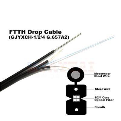 Ebocom alambre de acero FTTH cable de caída galvanizado por inmersión en caliente para una transmisión de datos robusta