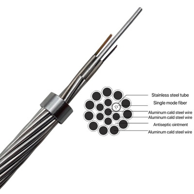 36 cable autosuficiente de fibra óptica de la comunicación del cable OPGW de la base para el reemplazo del cable de toma de tierra del aerail
